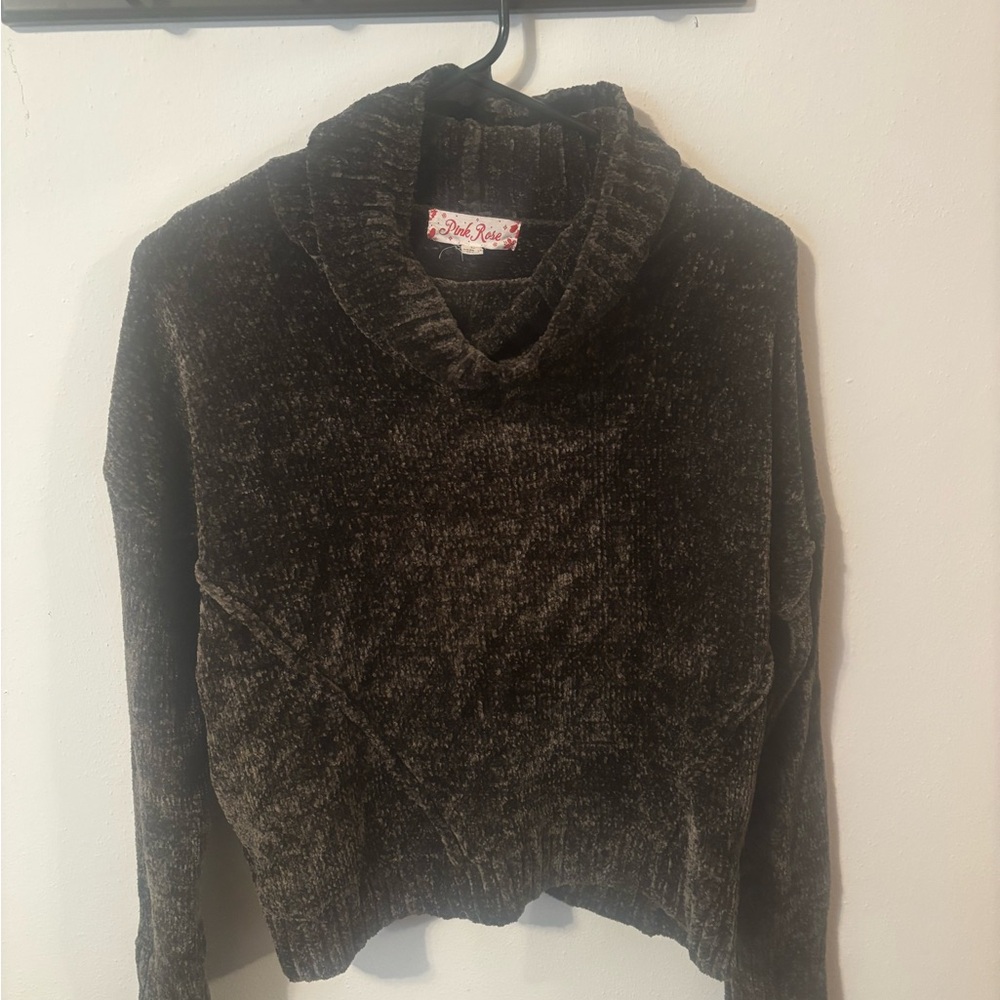 Pink Rose Women's Dark Brown Cowl Neck Sweater